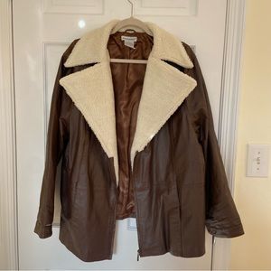 Jessica London Leather Sherpa Jacket